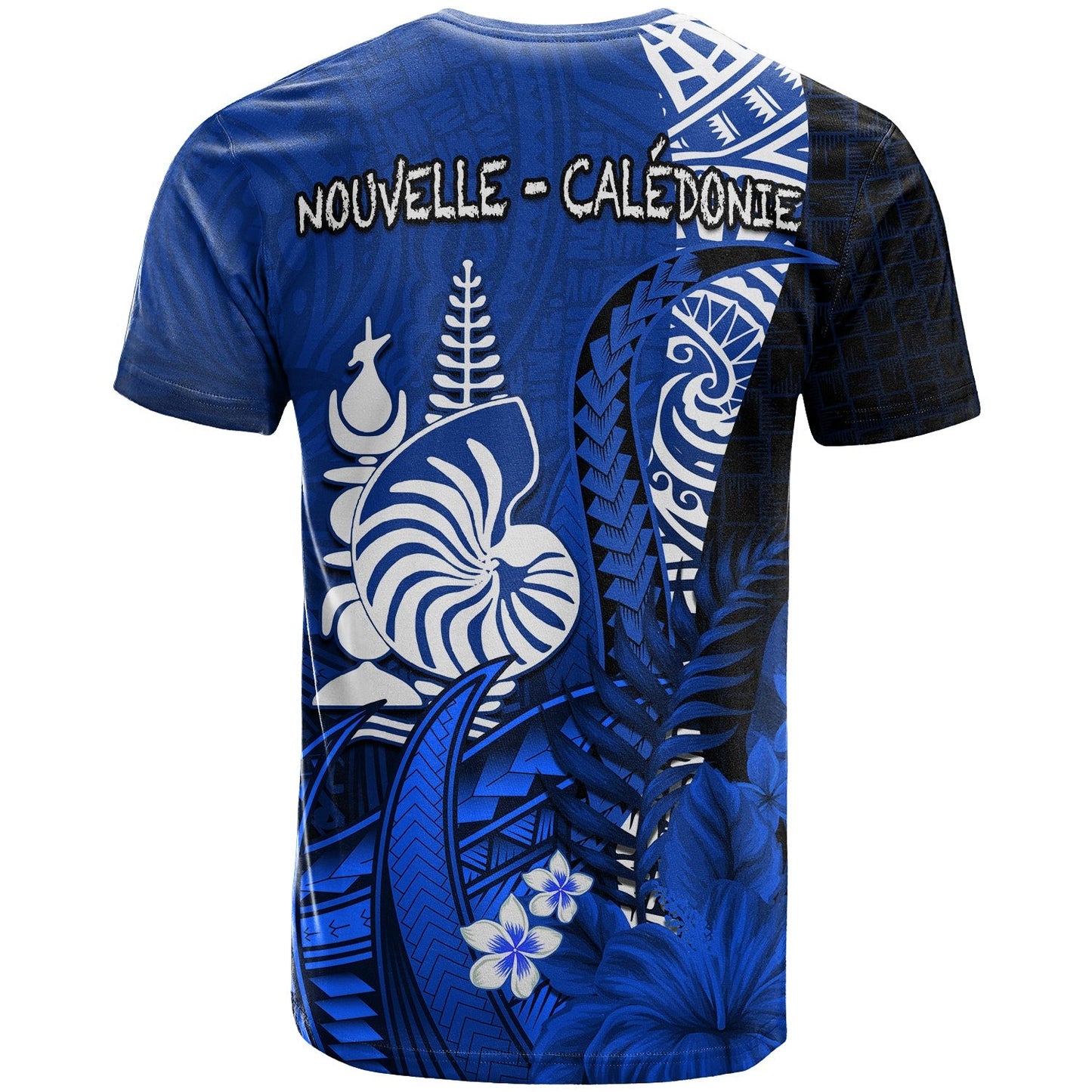 (Custom Personalised) New Caledonia T Shirt Nautilus Blue Polynesian Hibiscus