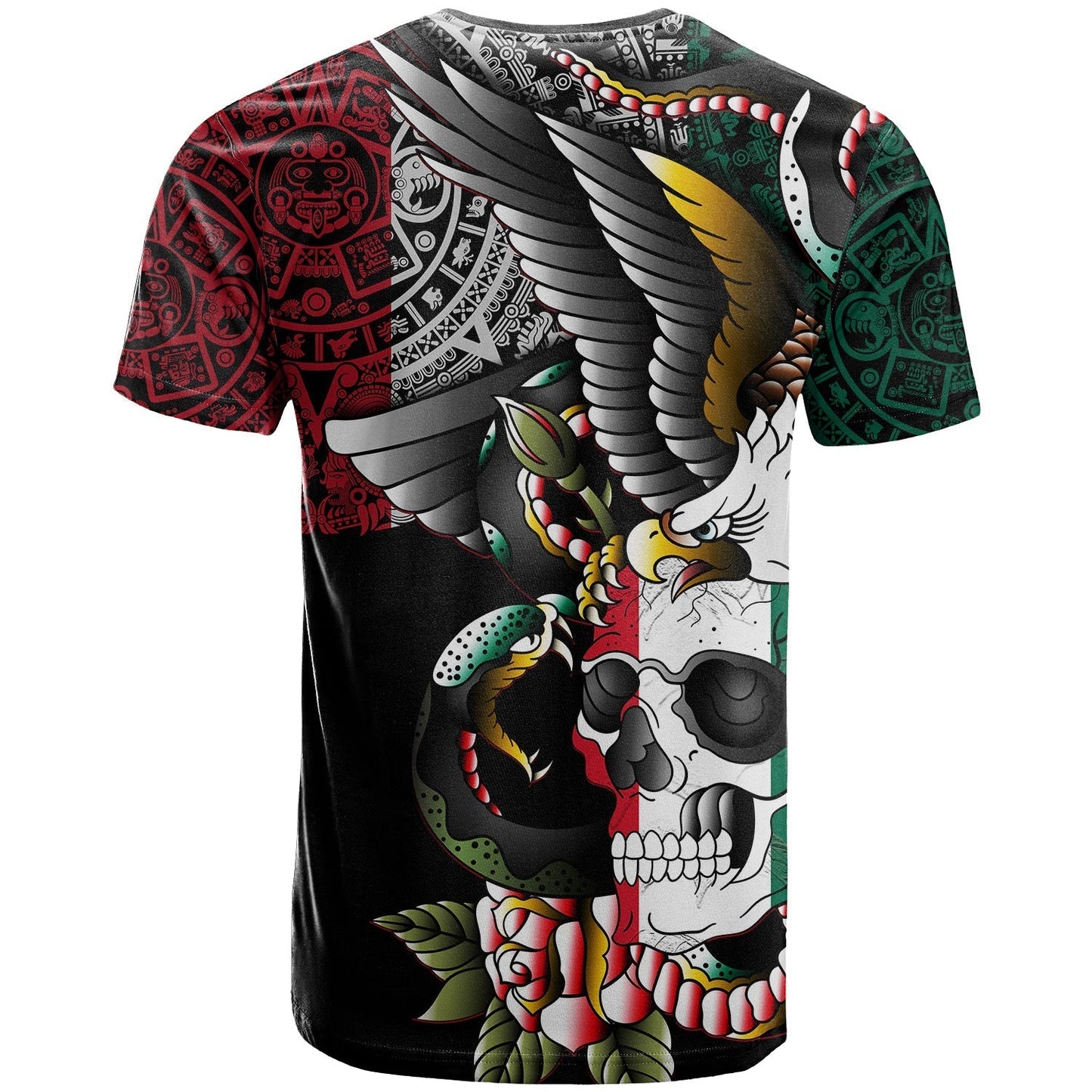 Custom Mexico T Shirt Mexican Skull Eagle With Angry Snake