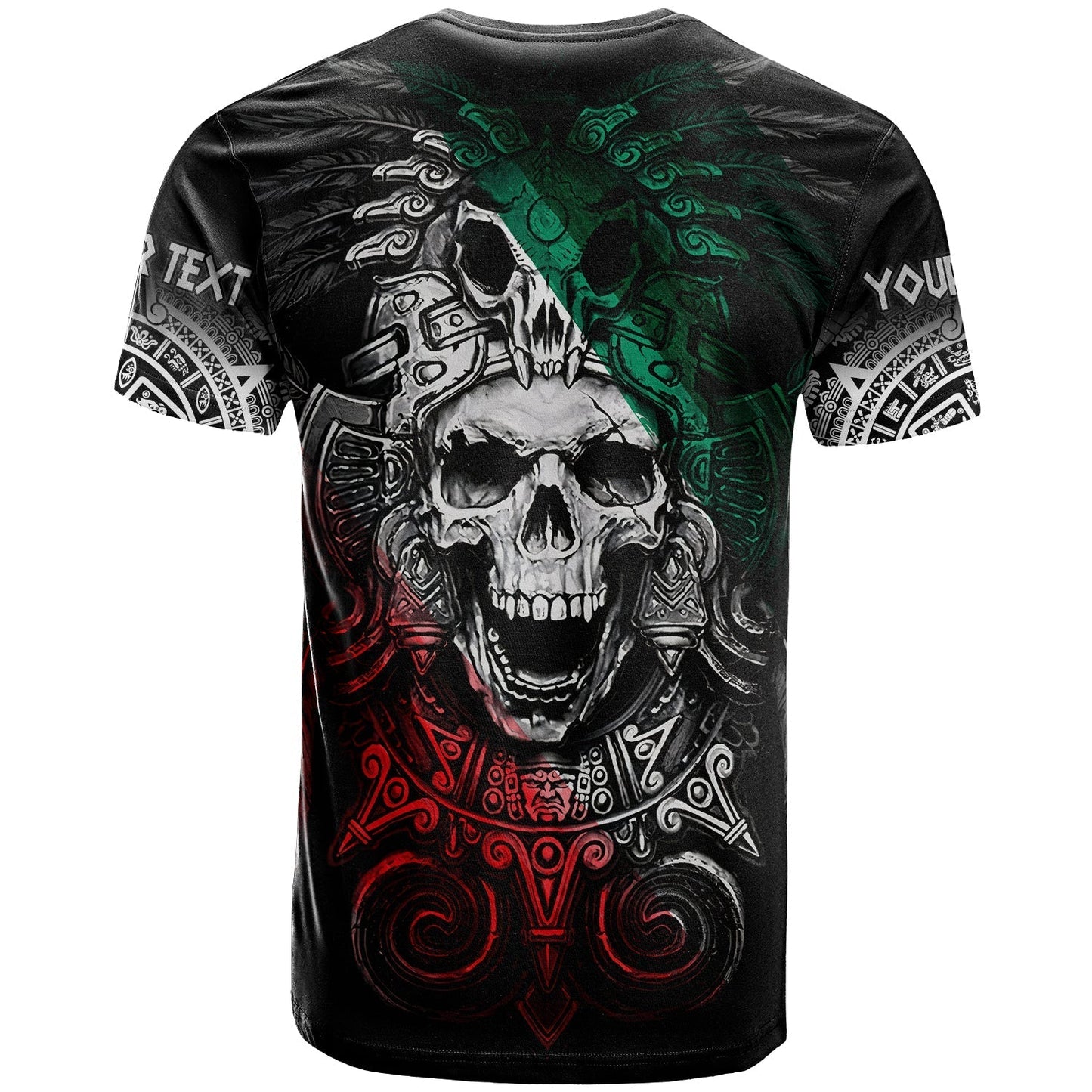 Custom Mexico T Shirt Skull Eagle Aztec