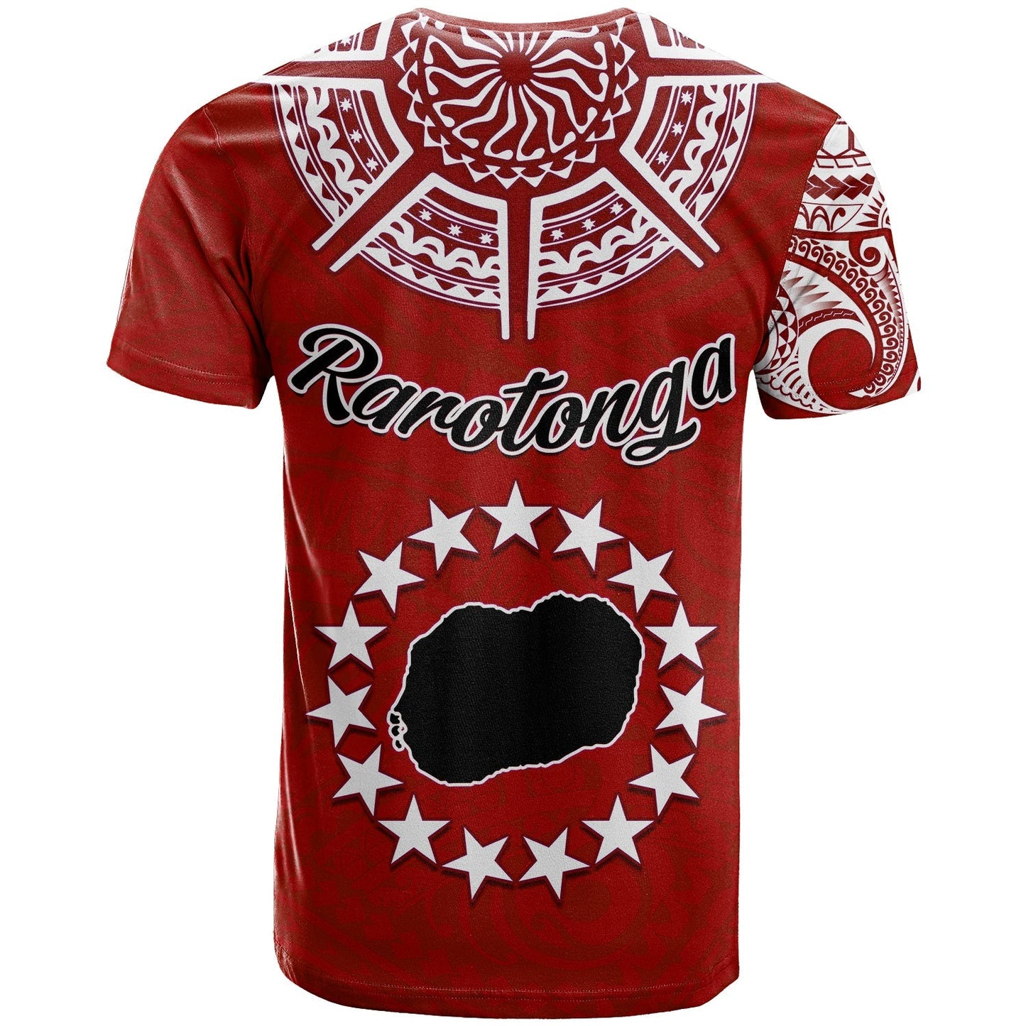 Rarotonga Cook Islands T Shirt Turtle And Map Style Red