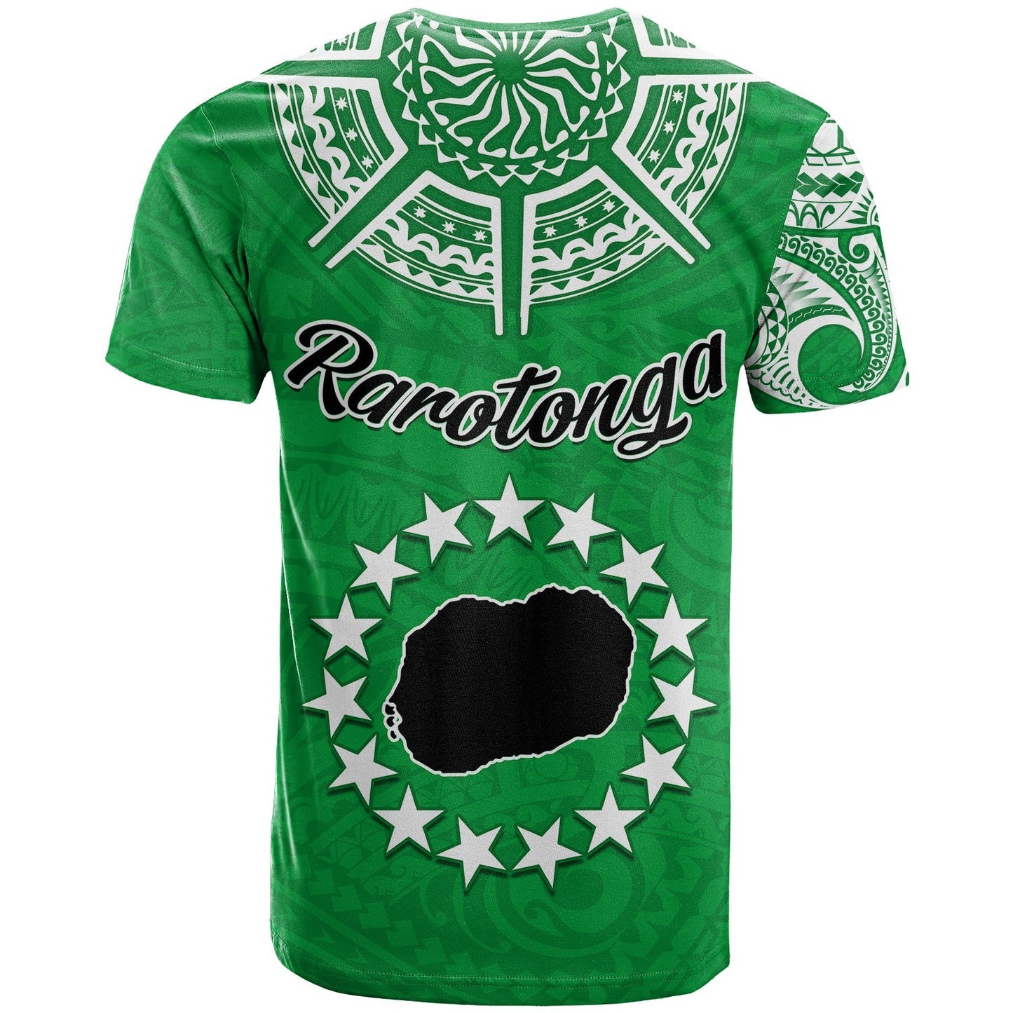 Rarotonga Cook Islands T Shirt Turtle And Map Style Green