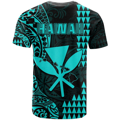 Hawaii Day Kakau T Shirt Proud To Be Hawaiian Turquoise King Kamehameha And Kanaka Maoli