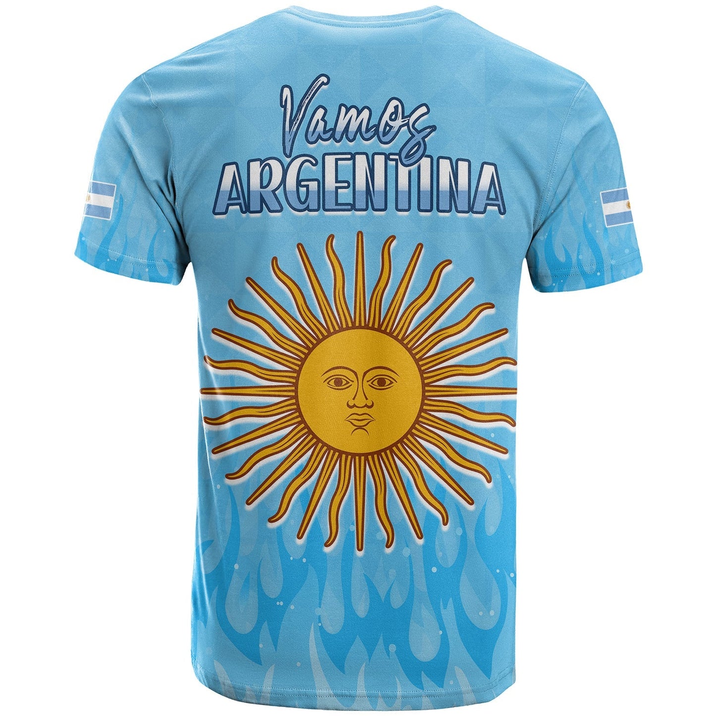 Argentina Football T Shirt Vamos Sky Champions World Cup Fire