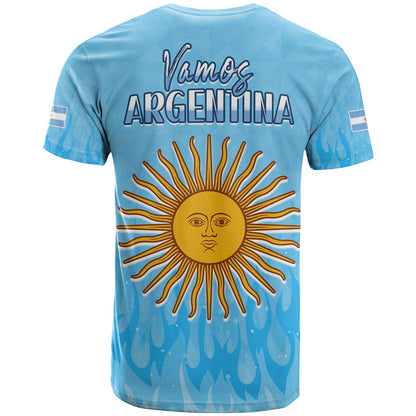 Argentina Football T Shirt Vamos Sky Champions World Cup Fire