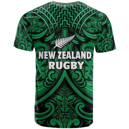 New Zealand Silver Fern Rugby T Shirt All Black Green Nz Maori Pattern