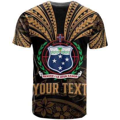 Custom Personalised Samoa Tatau T Shirt Gold Polynesian Ula Nifo