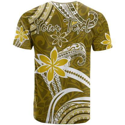 (Custom Personalised) Hawaii Flowers Wave T Shirt Kanaka Maoli Gold Polynesian