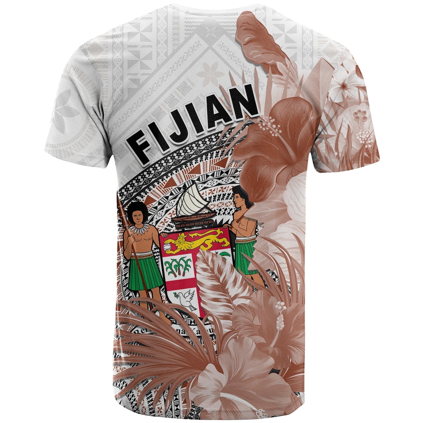 Fiji Tapa T Shirt White Fijian Masi Be Loved Hibiscus