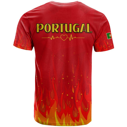 Portugal FootbT Shirt Champions Soccer World Cup My Heartbeat Fire