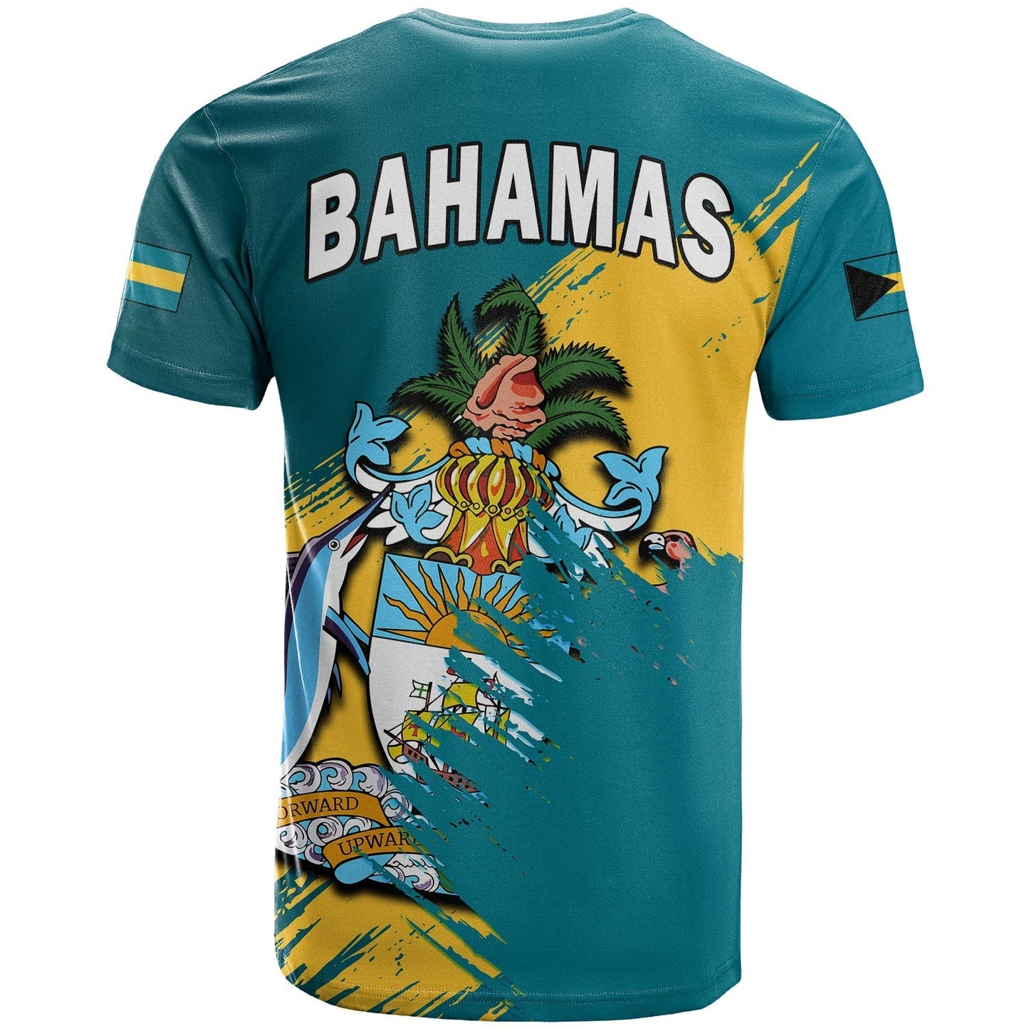 Bahamas T Shirt Blue Marlin With Bahamian Coat Of Arms