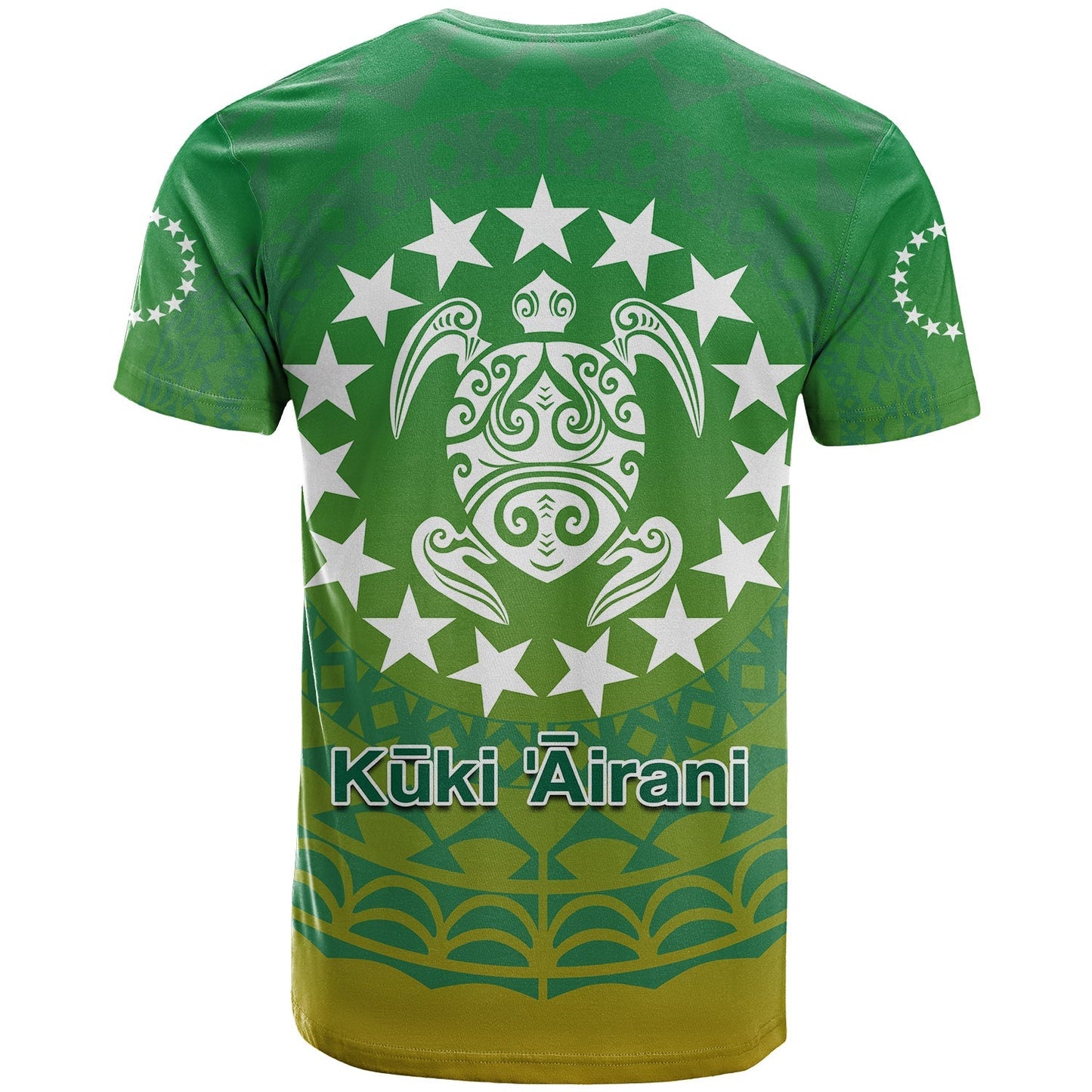 Cook Islands T Shirt Circle Pattern Mix Sea Turtle Green Version