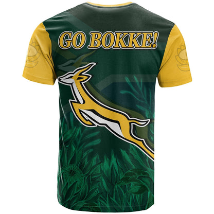 South Africa Rugby T Shirt Springboks King Protea Go Bokke