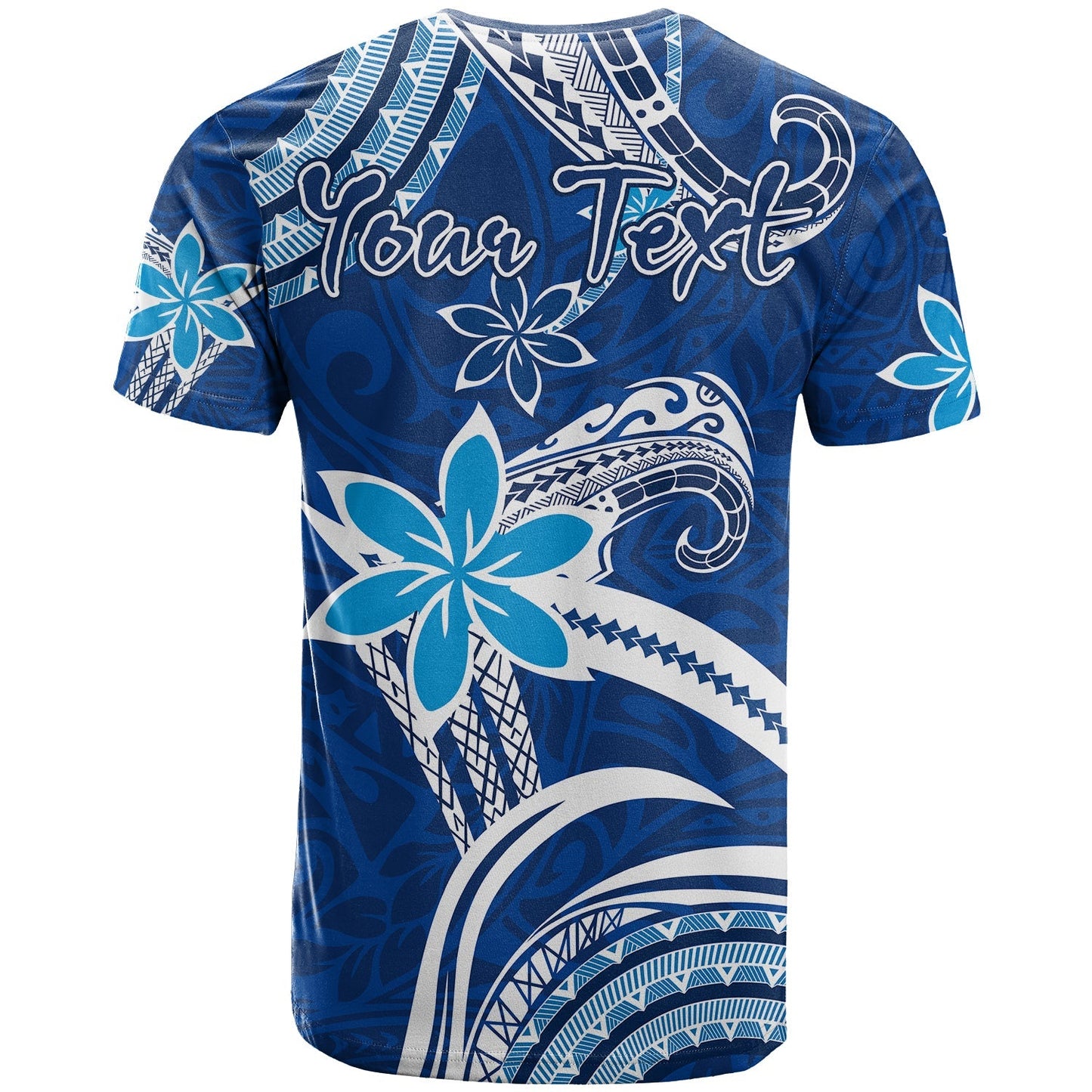 Custom Personalised Hawaii Flowers Wave T Shirt Kanaka Maoli Blue Polynesian