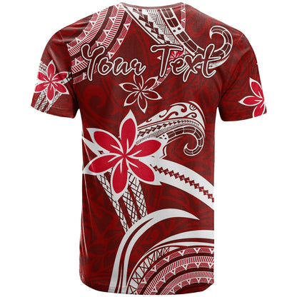 Custom Personalised Hawaii Flowers Wave T Shirt Kanaka Maoli Red Polynesian