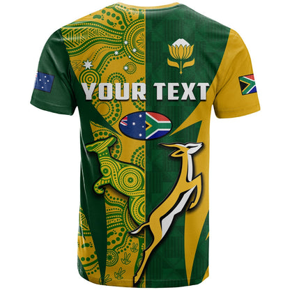 Custom Australia Rugby and South Africa Rugby T Shirt Wallabies Mix Springboks Sporty
