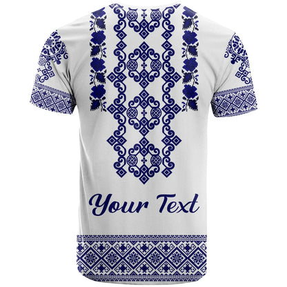 Custom Ukraine T Shirt Navy Ukrainian Folk