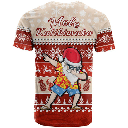 Hawaii Mele Kalikimaka T Shirt Dabbing Santa Red Merry Christmas