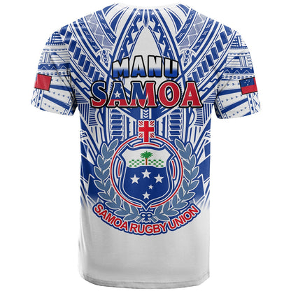 Samoa Rugby T Shirt Manu Samoa 7S Ginger White Polynesian
