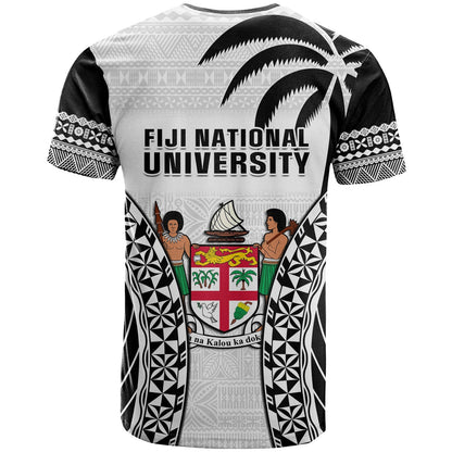 Fiji University T Shirt National Fijian Tapa Pattern White