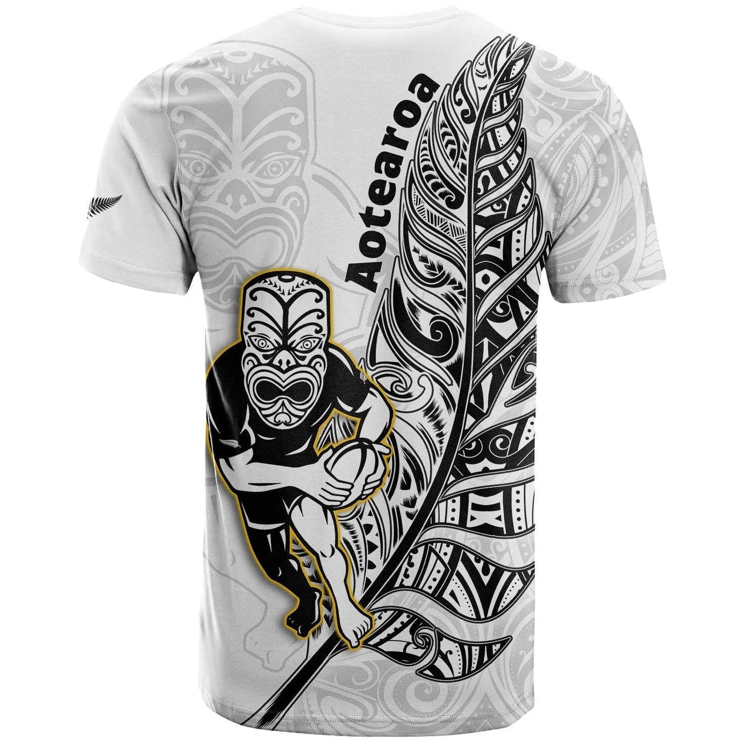 New Zealand Silver Fern Rugby T Shirt All Black Maori Version White