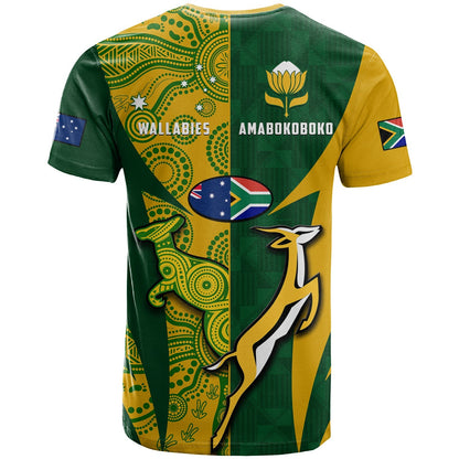 Australia Rugby and South Africa Rugby T Shirt Wallabies Mix Springboks Sporty
