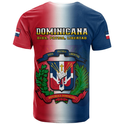 Dominican Republic T Shirt Dominicana Coat Of Arms Gradient Style