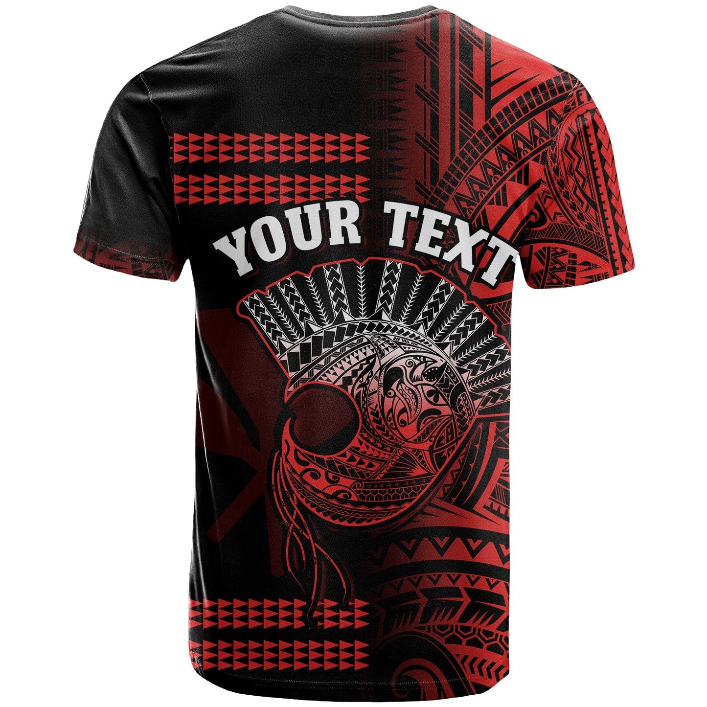 Custom Personalised Hawaii T Shirt Kakau Warrior Helmet Gradient Red Polynesian
