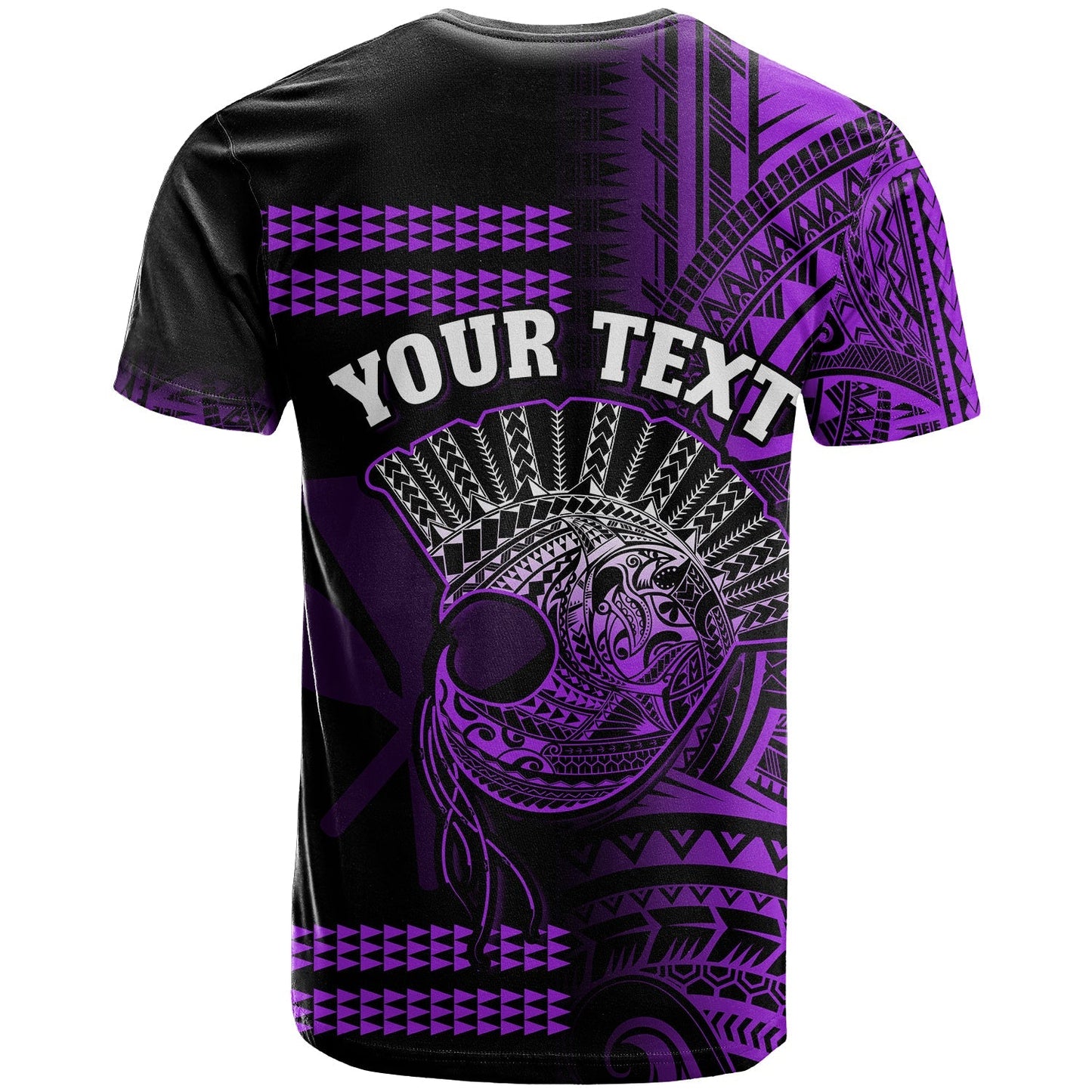 (Custom Personalised) Hawaii T Shirt Kakau Warrior Helmet Gradient Purple Polynesian