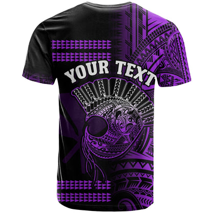 (Custom Personalised) Hawaii T Shirt Kakau Warrior Helmet Gradient Purple Polynesian