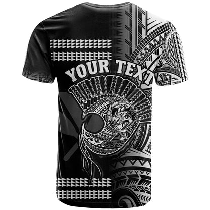 (Custom Personalised) Hawaii T Shirt Kakau Warrior Helmet Gradient White Polynesian