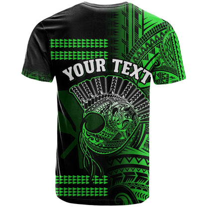 (Custom Personalised) Hawaii T Shirt Kakau Warrior Helmet Gradient Green Polynesian