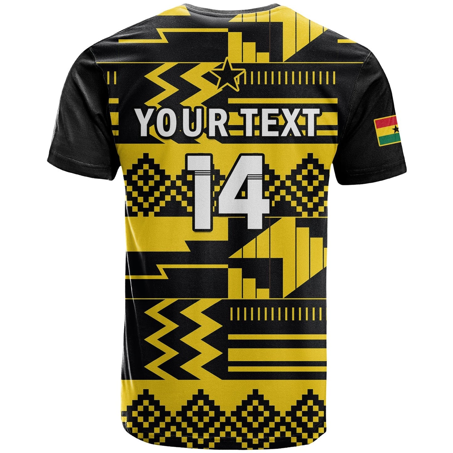 Custom Ghana Football T Shirt Black Stars Kente World Cup 2022 Yellow