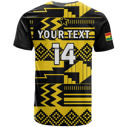 Custom Ghana Football T Shirt Black Stars Kente World Cup 2022 Yellow