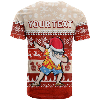 (Custom Personalised) Hawaii Mele Kalikimaka T Shirt Dabbing Santa Red Merry Christmas