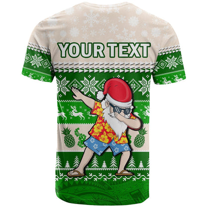 (Custom Personalised) Hawaii Mele Kalikimaka T Shirt Dabbing Santa Green Merry Christmas