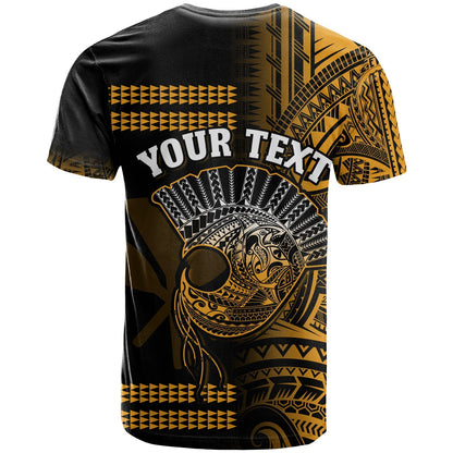 (Custom Personalised) Hawaii T Shirt Kakau Warrior Helmet Gradient Gold Polynesian