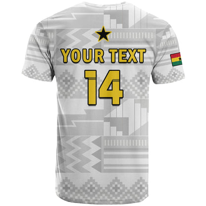 Custom Ghana Football T Shirt Black Stars Kente World Cup 2022 White
