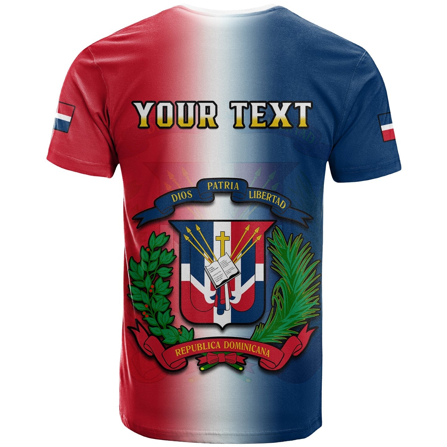 Custom Dominican Republic T Shirt Dominicana Coat Of Arms Gradient Style