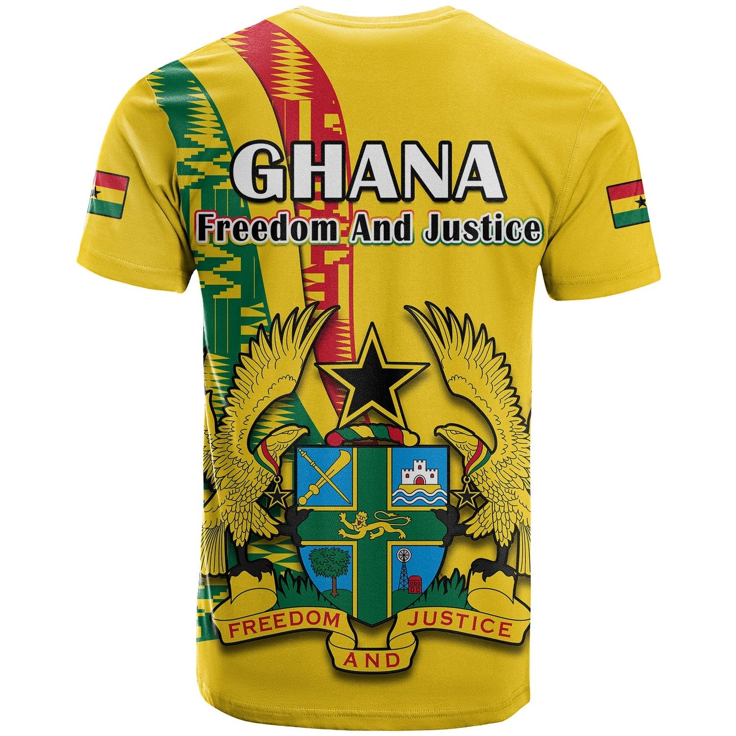Ghana T Shirt Ghanan Coat Of Arms Mix Kente Pattern