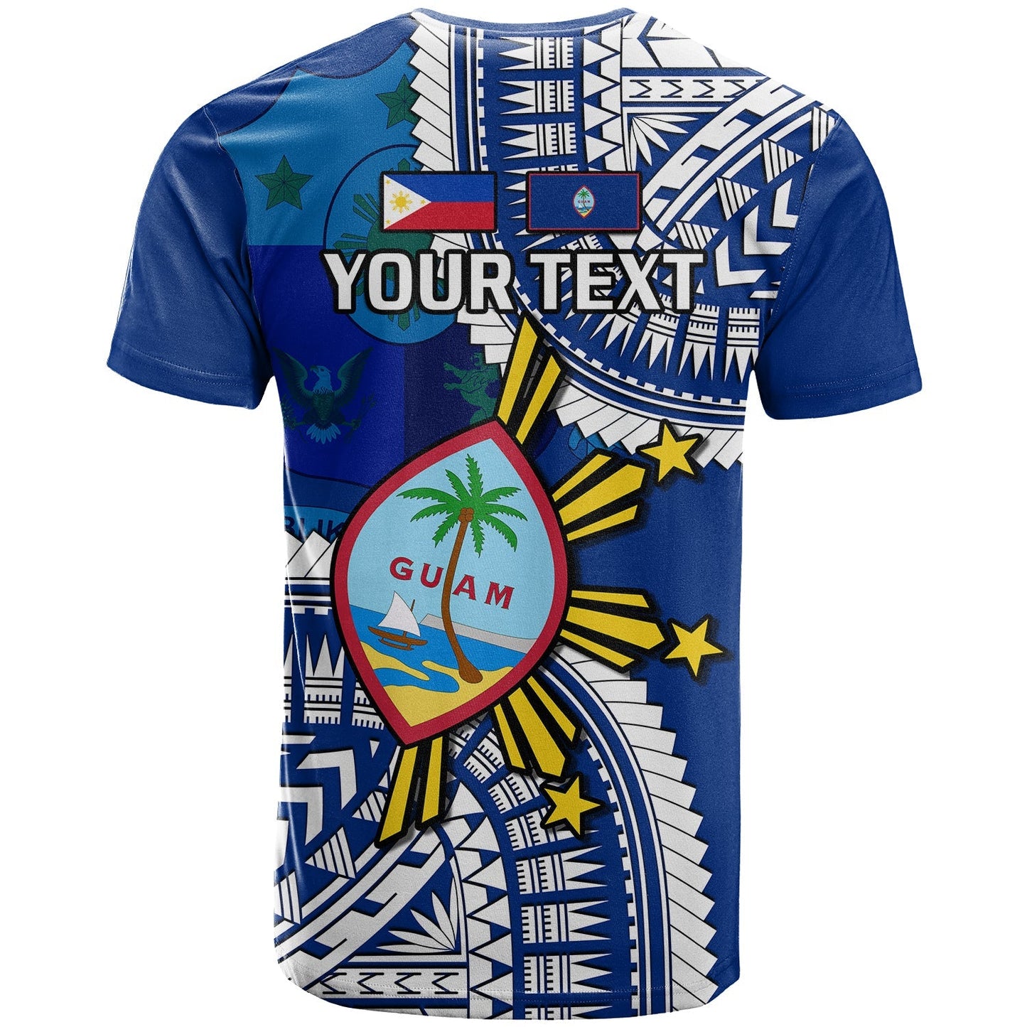 Custom Personalised Guam And Philippines T Shirt Guaman Filipinas Together Blue