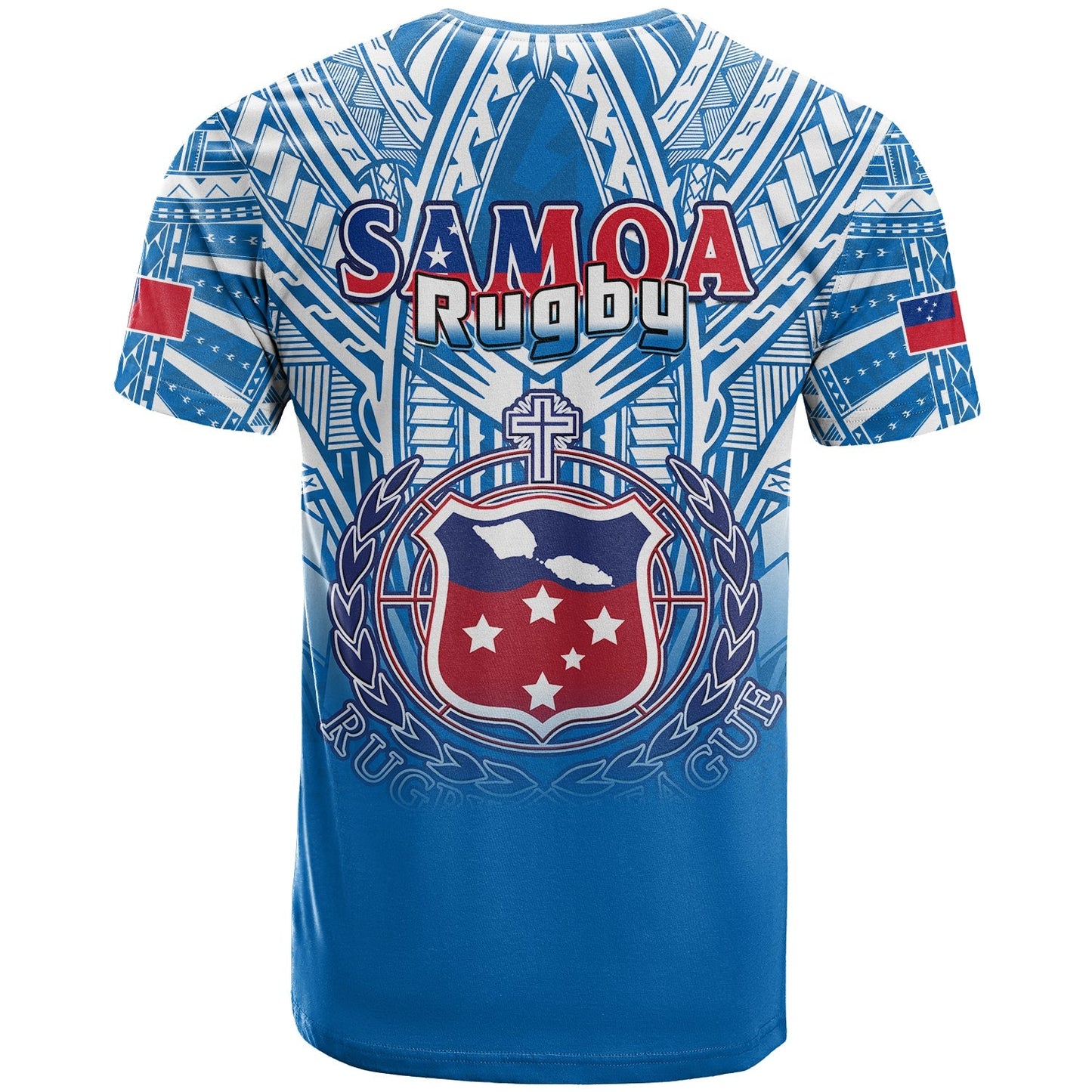 Samoa Rugby T Shirt Toa Samoa Polynesian Pacific Blue Version