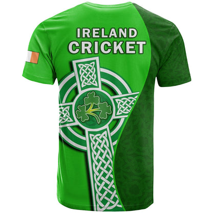 Ireland Cricket T Shirt Irish Flag Celtic Cross Sporty Style