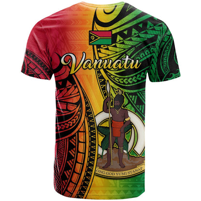 Custom Personalised Vanuatu T Shirt Luganville Polynesian Reggae Coat Of Arms
