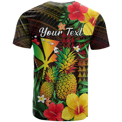 (Custom Personalised) Hawaii T Shirt Pineapple Mix Kakau Reggae Kanaka