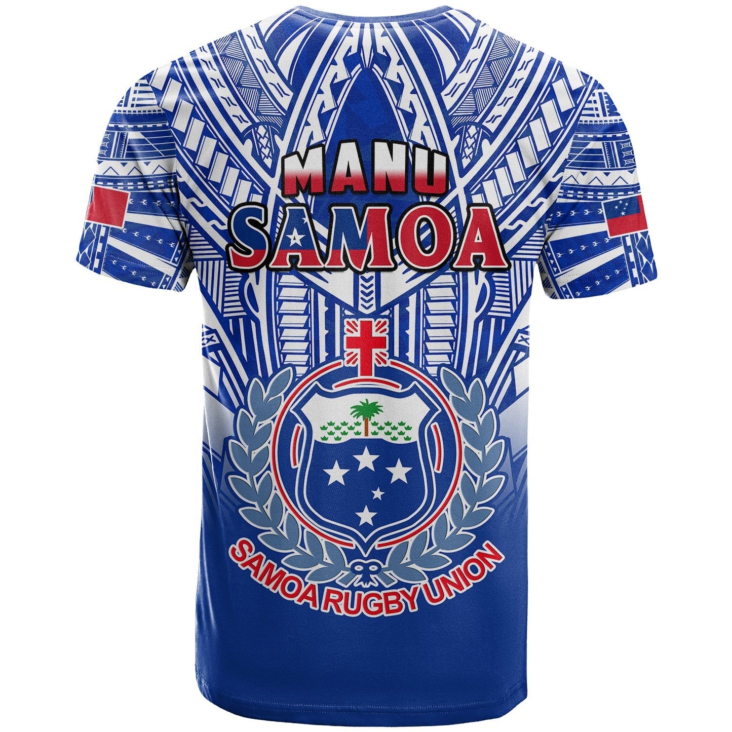 Samoa Rugby T Shirt Manu Samoa 7S Ginger Blue Polynesian