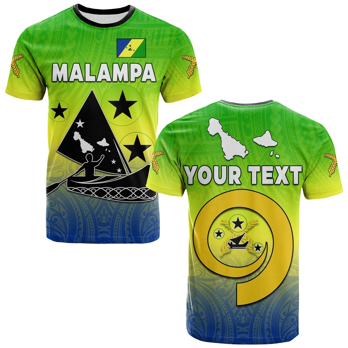 (Custom Personalised) Malampa Province T Shirt Native Canoe Mix Vanuatu Pig Tusk Green Version
