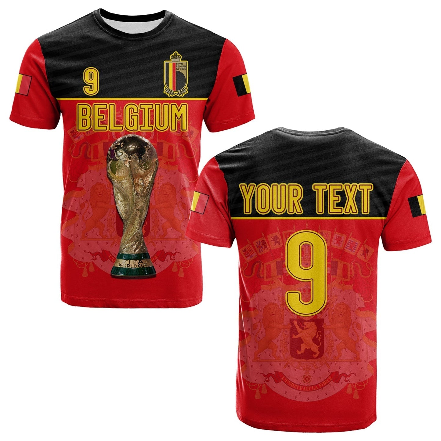 Custom Belgium T Shirt Football 2022 De Rode Duivels Sporty Style