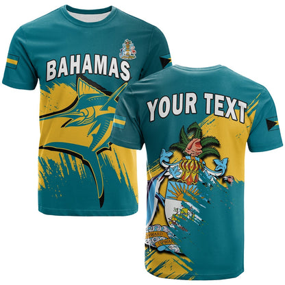 Custom Bahamas T Shirt Blue Marlin With Bahamian Coat Of Arms