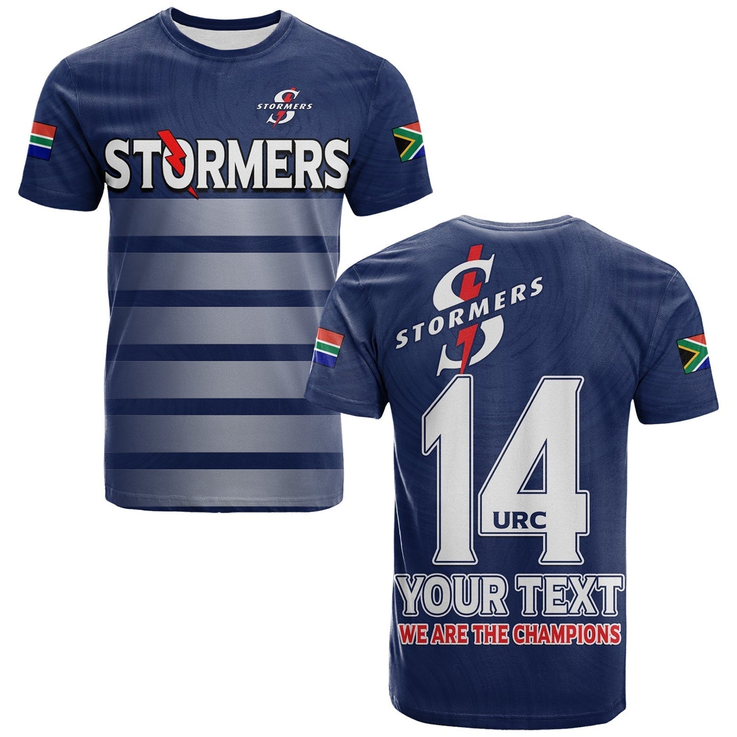 Custom Stormers South Africa Rugby T Shirt We Are The Champions URC Unity