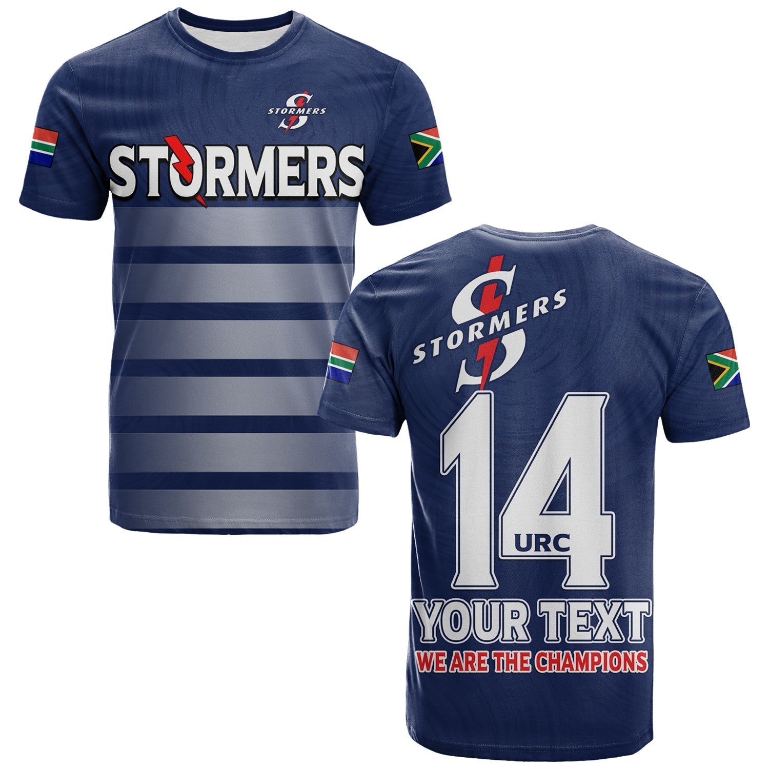 Custom Stormers South Africa Rugby T Shirt We Are The Champions URC Unity